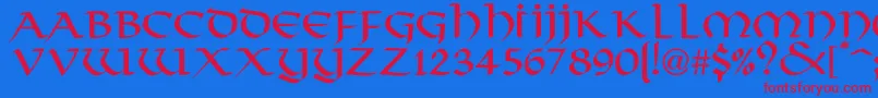 PlinkyNormal-fontti – punaiset fontit sinisellä taustalla
