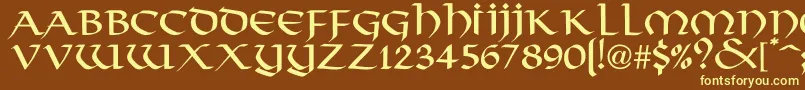 PlinkyNormal-fontti – keltaiset fontit ruskealla taustalla