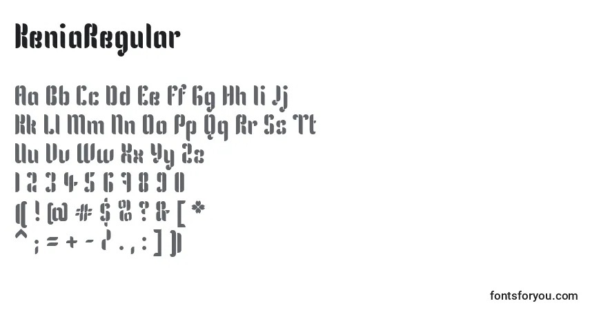 KeniaRegular Font – alphabet, numbers, special characters