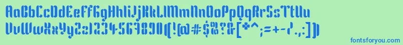KeniaRegular-Schriftart – Blaue Schriften auf grünem Hintergrund