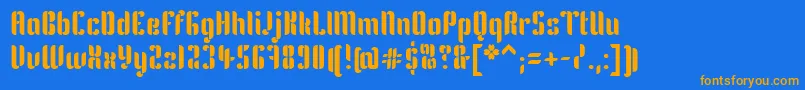 Fonte KeniaRegular – fontes laranjas em um fundo azul