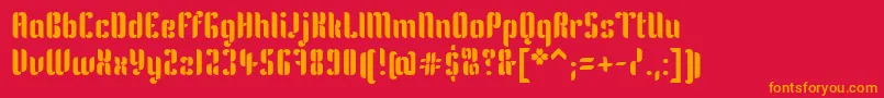 KeniaRegular-Schriftart – Orangefarbene Schriften auf rotem Hintergrund