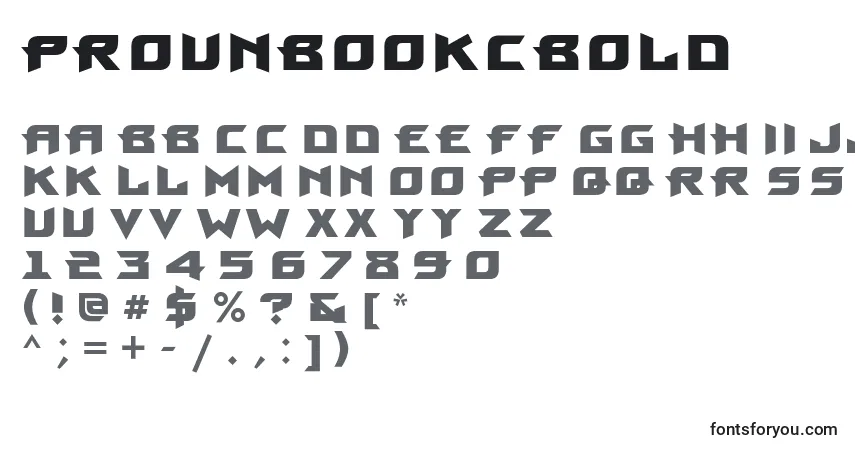 A fonte ProunbookcBold – alfabeto, números, caracteres especiais