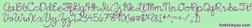 JazzEssay Font – Purple Fonts on Green Background