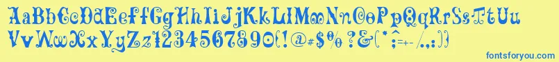 GeFrills Font – Blue Fonts on Yellow Background