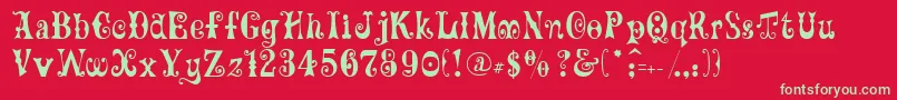 GeFrills Font – Green Fonts on Red Background