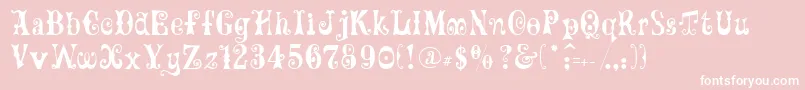 GeFrills-Schriftart – Weiße Schriften auf rosa Hintergrund