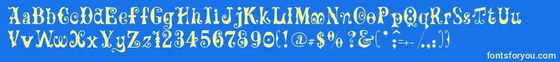 GeFrills Font – Yellow Fonts on Blue Background