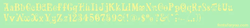 GeFrills Font – Yellow Fonts on Green Background