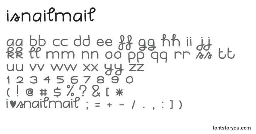 Czcionka ISnailmail – alfabet, cyfry, specjalne znaki
