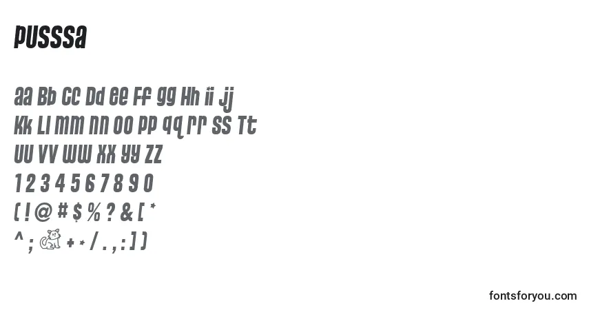 Schriftart Pusssa – Alphabet, Zahlen, spezielle Symbole