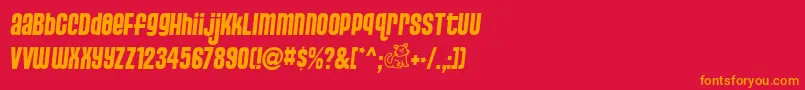 フォントPusssa – 赤い背景にオレンジの文字