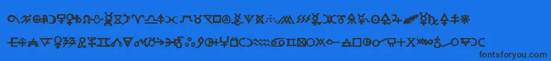 Hermeticspellbook-Schriftart – Schwarze Schriften auf blauem Hintergrund