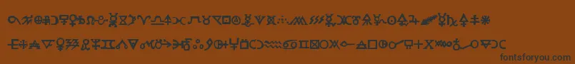 Więcej informacji o czcionce Hermeticspellbook Czcionka Hermeticspellbook – czarne czcionki na brązowym tle