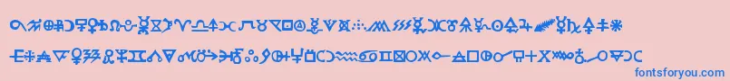 フォントHermeticspellbook – ピンクの背景に青い文字