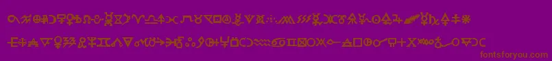 Hermeticspellbook-Schriftart – Braune Schriften auf violettem Hintergrund