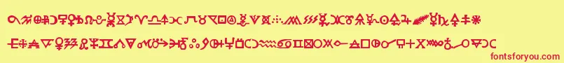フォントHermeticspellbook – 赤い文字の黄色い背景