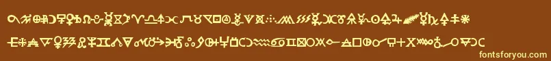 Hermeticspellbook-fontti – keltaiset fontit ruskealla taustalla