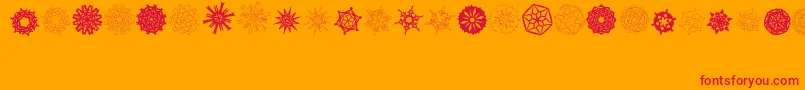 PaperSnowflakes-Schriftart – Rote Schriften auf orangefarbenem Hintergrund