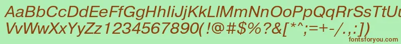 Police PragmaticamgttItalic – polices brunes sur fond vert