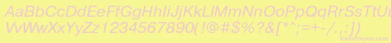PragmaticamgttItalic-Schriftart – Rosa Schriften auf gelbem Hintergrund