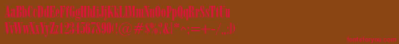 フォントObeliskRegular – 赤い文字が茶色の背景にあります。