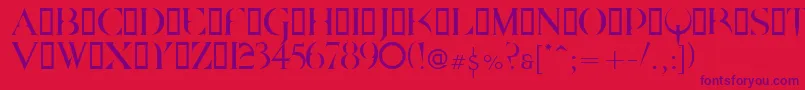 Quake-Schriftart – Violette Schriften auf rotem Hintergrund