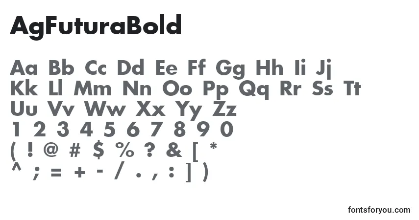 A fonte AgFuturaBold – alfabeto, números, caracteres especiais