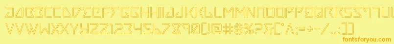 Tracerout-Schriftart – Orangefarbene Schriften auf gelbem Hintergrund