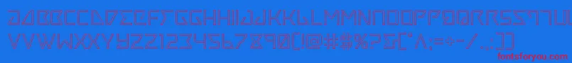 Tracerout-Schriftart – Rote Schriften auf blauem Hintergrund