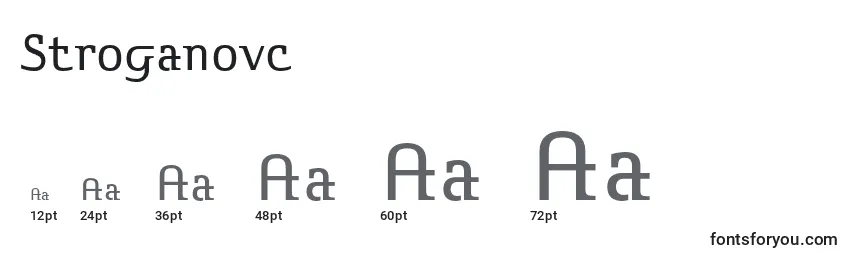 Размеры шрифта Stroganovc