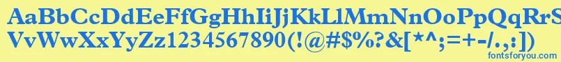 フォントTerminusBlackSsiBold – 青い文字が黄色の背景にあります。