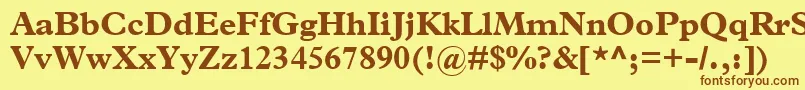 フォントTerminusBlackSsiBold – 茶色の文字が黄色の背景にあります。