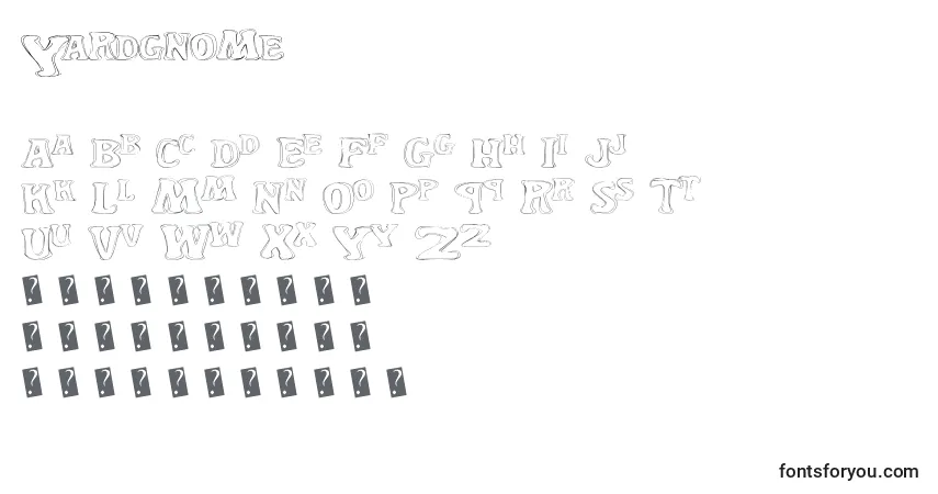 Schriftart Yardgnome – Alphabet, Zahlen, spezielle Symbole