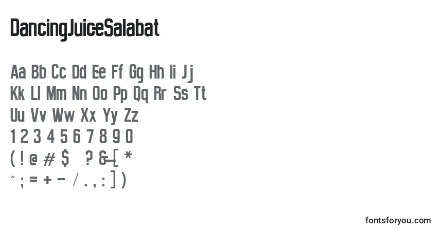 Schriftart DancingJuiceSalabat – Alphabet, Zahlen, spezielle Symbole