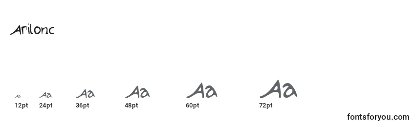 Размеры шрифта Arilonc
