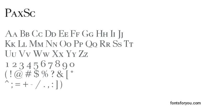 Fuente PaxSc - alfabeto, números, caracteres especiales
