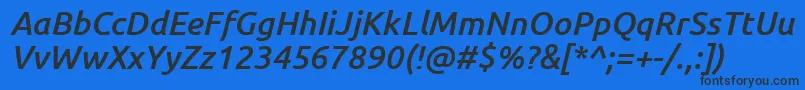 UbuntuMediumItalic-Schriftart – Schwarze Schriften auf blauem Hintergrund
