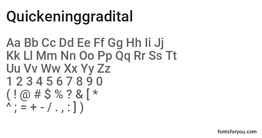A fonte Quickeninggradital – alfabeto, números, caracteres especiais