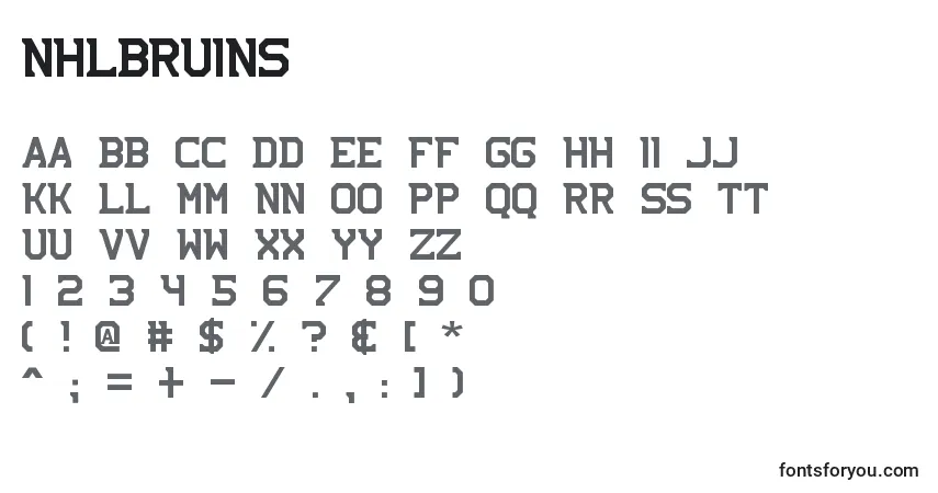 Czcionka NhlBruins – alfabet, cyfry, specjalne znaki