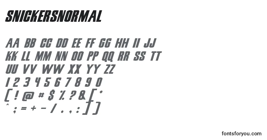 A fonte SnickersNormal – alfabeto, números, caracteres especiais