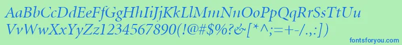 MinionLtItalicDisplay Font – Blue Fonts on Green Background