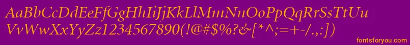 MinionLtItalicDisplay Font – Orange Fonts on Purple Background