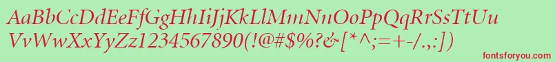 MinionLtItalicDisplay Font – Red Fonts on Green Background