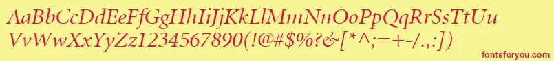 MinionLtItalicDisplay Font – Red Fonts on Yellow Background