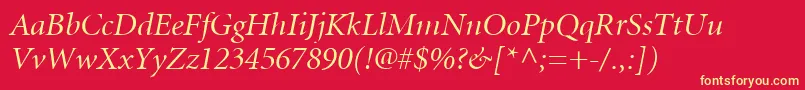 MinionLtItalicDisplay Font – Yellow Fonts on Red Background