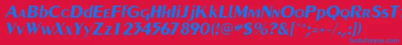 PaqueteSsiBoldItalic-Schriftart – Blaue Schriften auf rotem Hintergrund