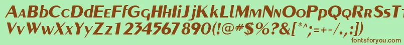 フォントPaqueteSsiBoldItalic – 緑の背景に茶色のフォント