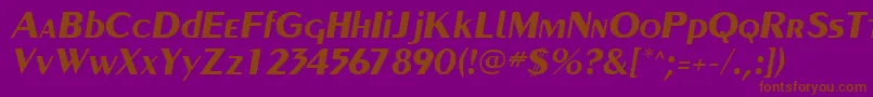 Шрифт PaqueteSsiBoldItalic – коричневые шрифты на фиолетовом фоне