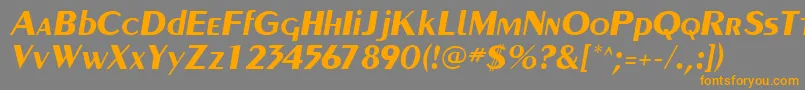 フォントPaqueteSsiBoldItalic – オレンジの文字は灰色の背景にあります。